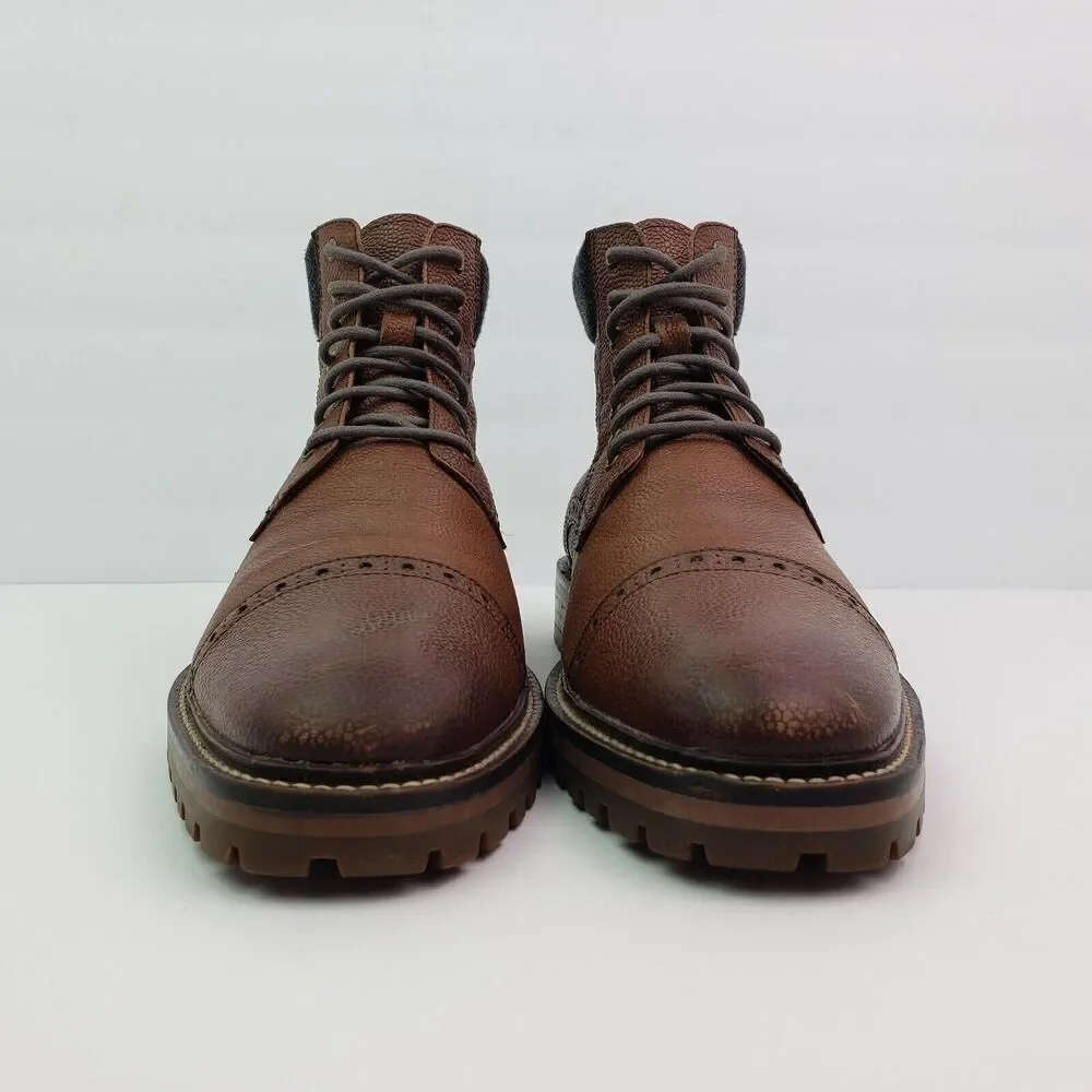 Warfield & Grand Darren Mens Size 8.5 Brown Leather Cap Toe Brogue Boots Shoes